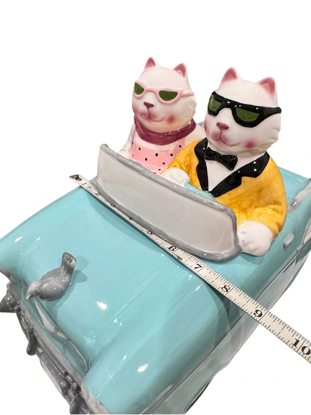 VTG 1997 Clay Art Collectible 1957 Chevy Cruisin’ Cats Ceramic Cookie Jar In Box